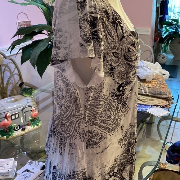 L womens black stretch cap sleeve regular size top XL - Picture 3 of 5